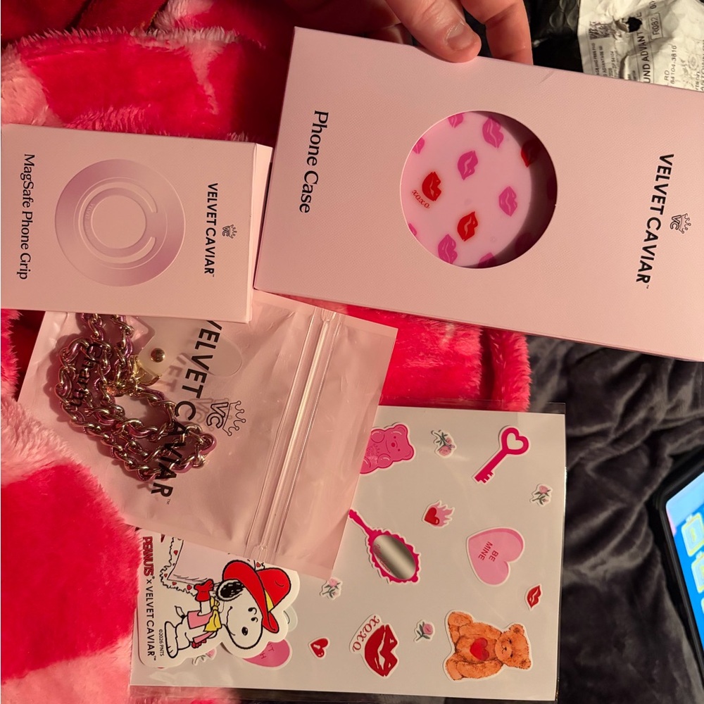 Velvet Caviar Pink and Red Lip Print Phone Case Set